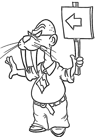 Walrus Shows The Way  Coloring Page